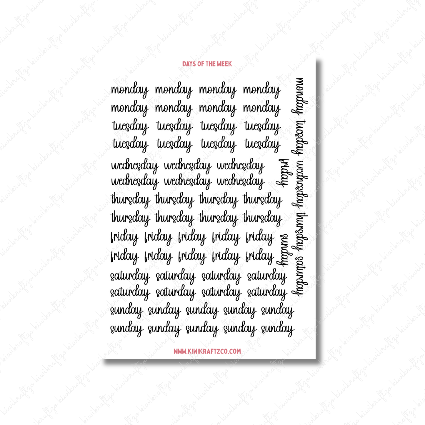 Days of the Week Stickers