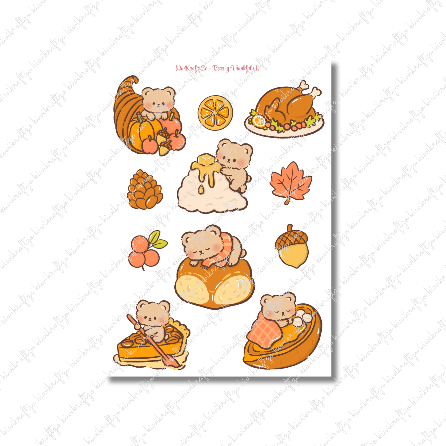 Bear-y Thankful PHYSICAL Sticker Kit - Petite Size