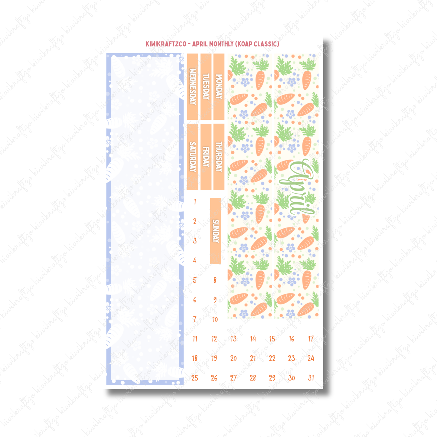 April Monthly Sticker Kit - Classic 7 x 9