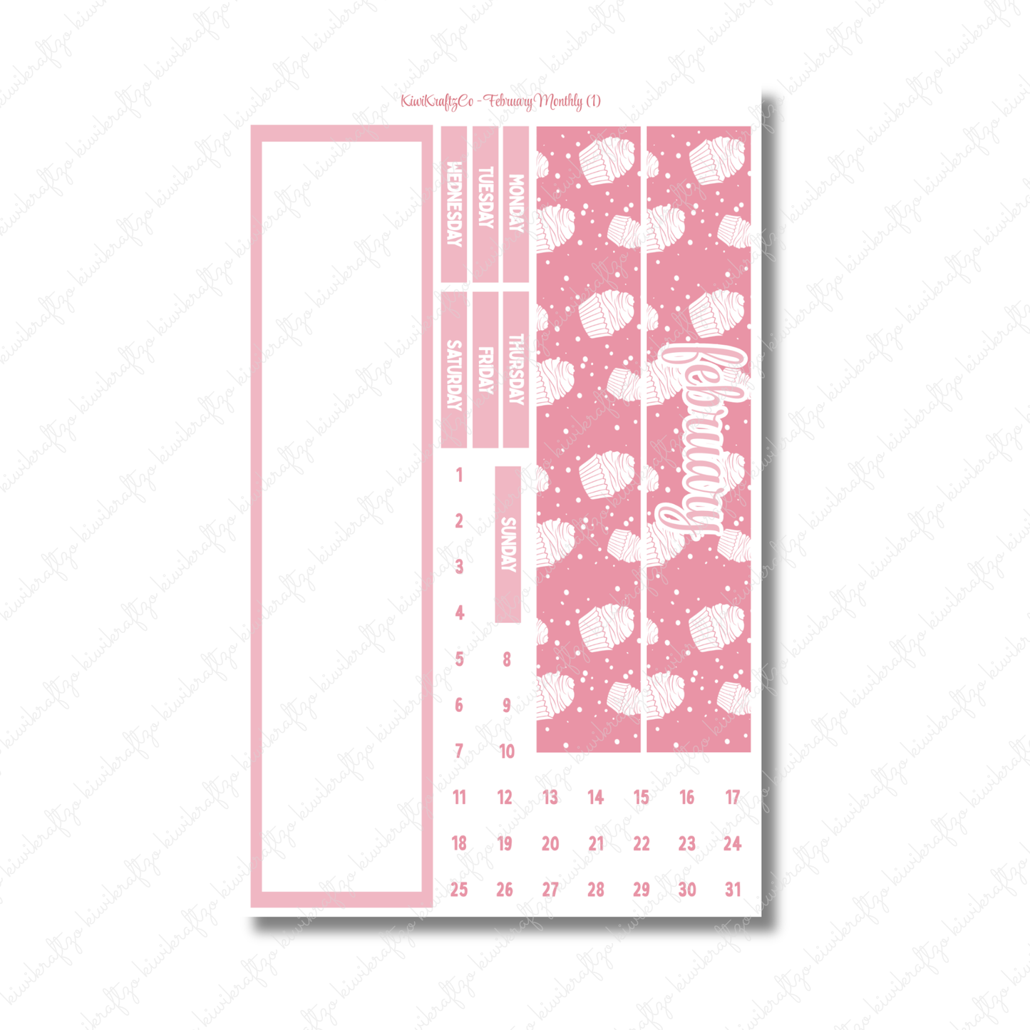 February Monthly Sticker Kit - Classic 7 x 9