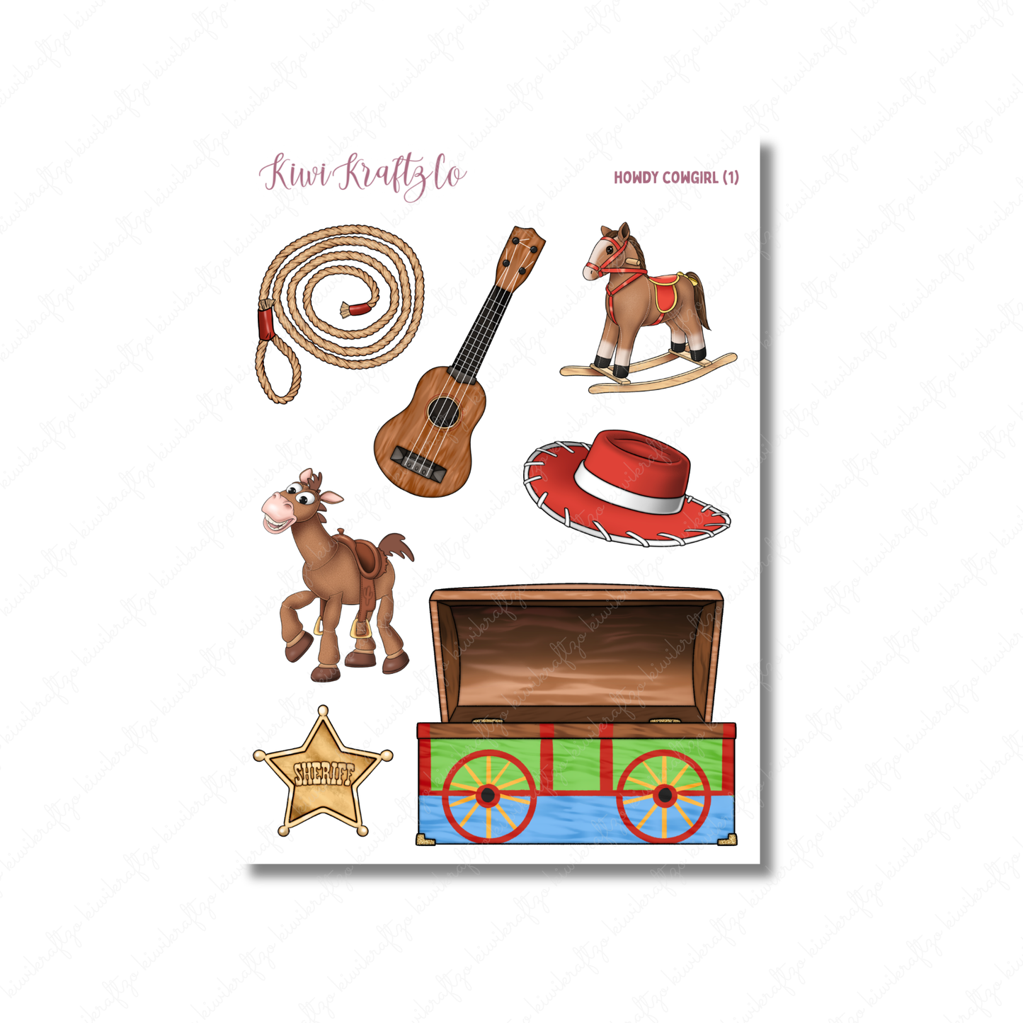 Howdy Cowgirl PHYSICAL Sticker Kit - Petite Size
