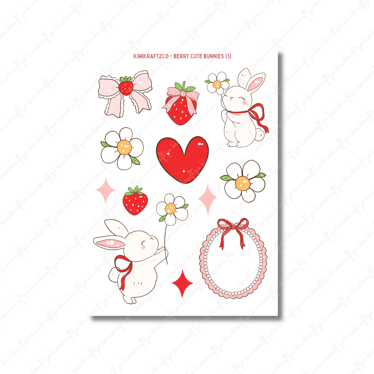 Berry Cute Bunnies PHYSICAL Sticker Kit - Petite Size