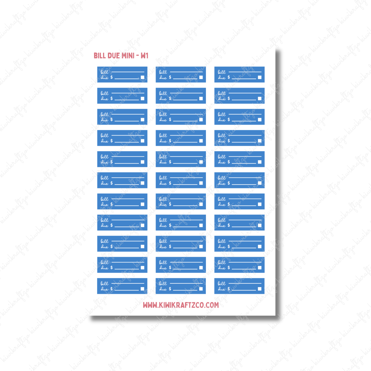 Bill Due Stickers - Mini Size W26