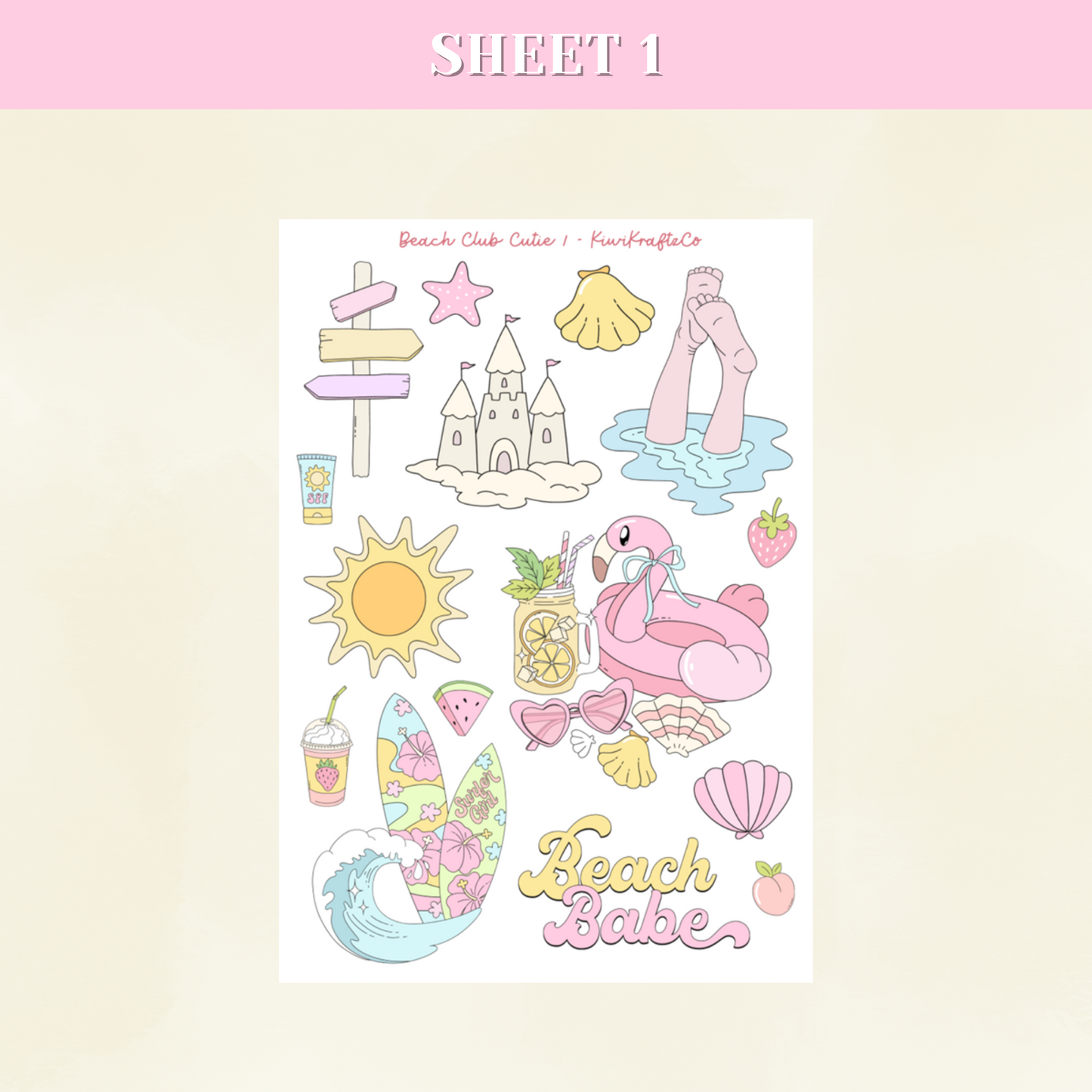 Beach Club Cutie PHYSICAL Sticker Kit