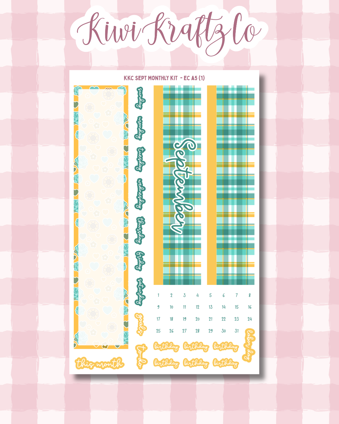 September Monthly Kit - Erin Condren A5