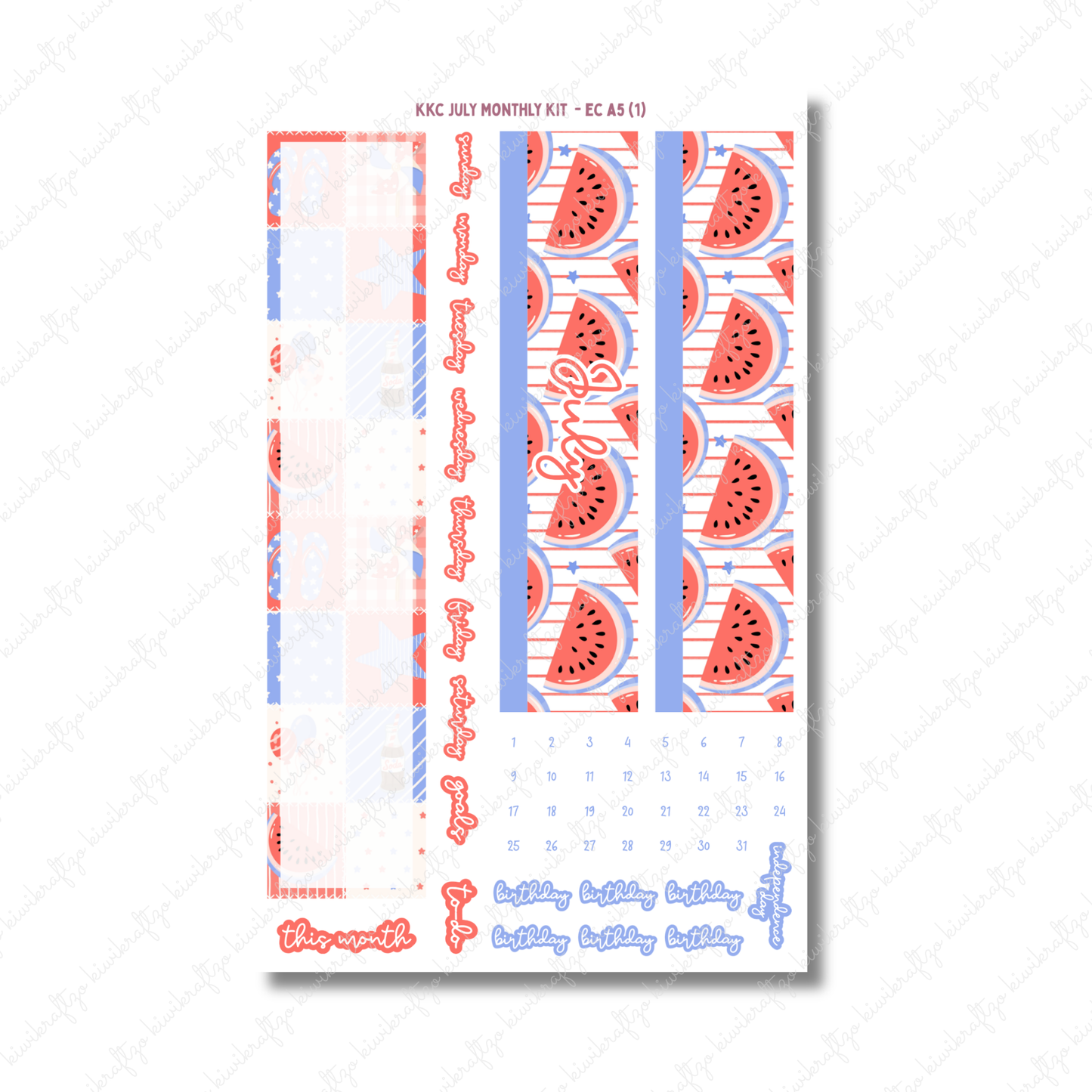 July Monthly Kit - Erin Condren A5