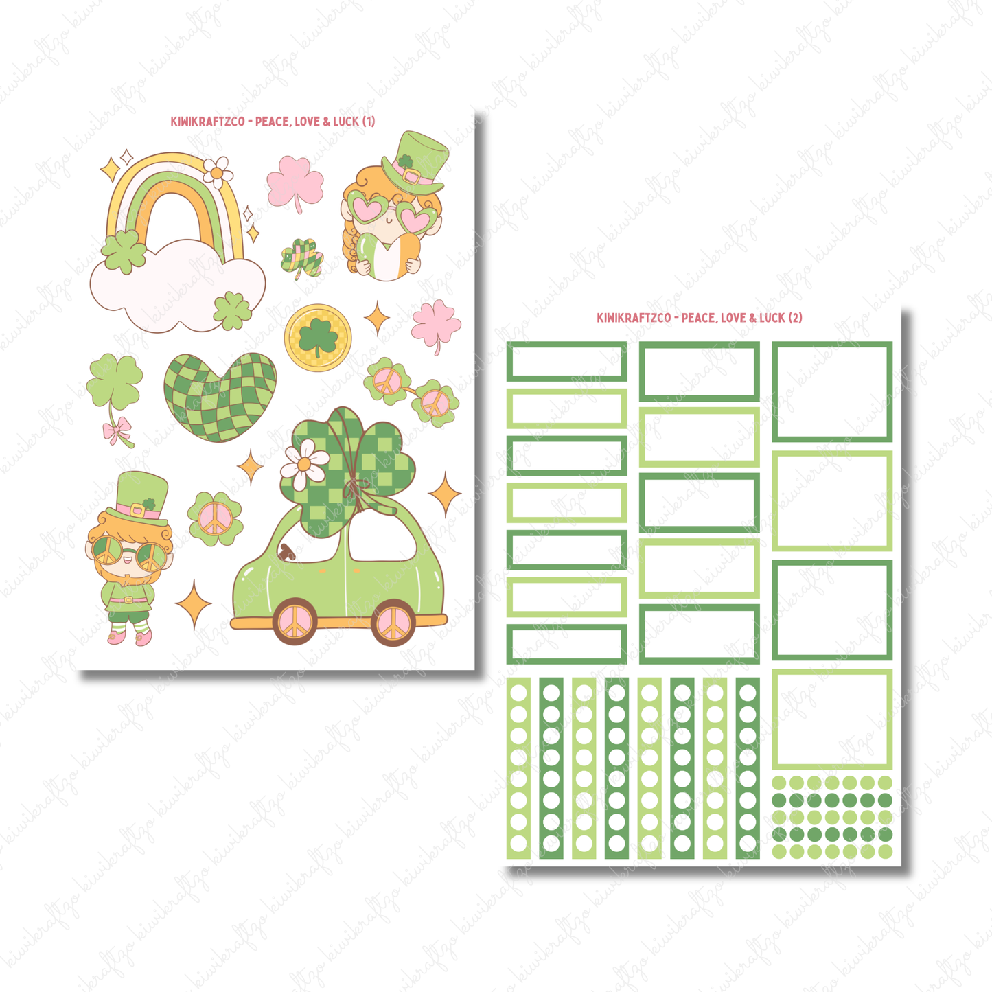 Peace, Love & Luck PHYSICAL Sticker Kit - Petite Size