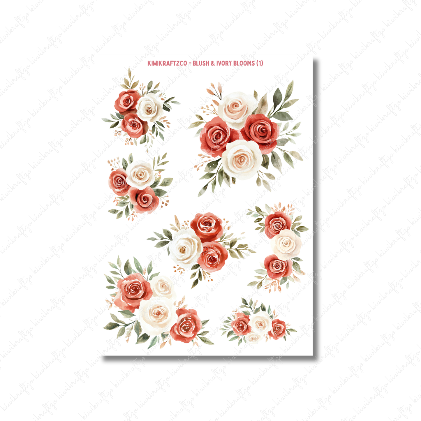 Blush & Ivory Blooms PHYSICAL Sticker Kit - Petite Size