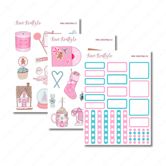 Pink Christmas PHYSICAL Sticker Kit - Petite Size