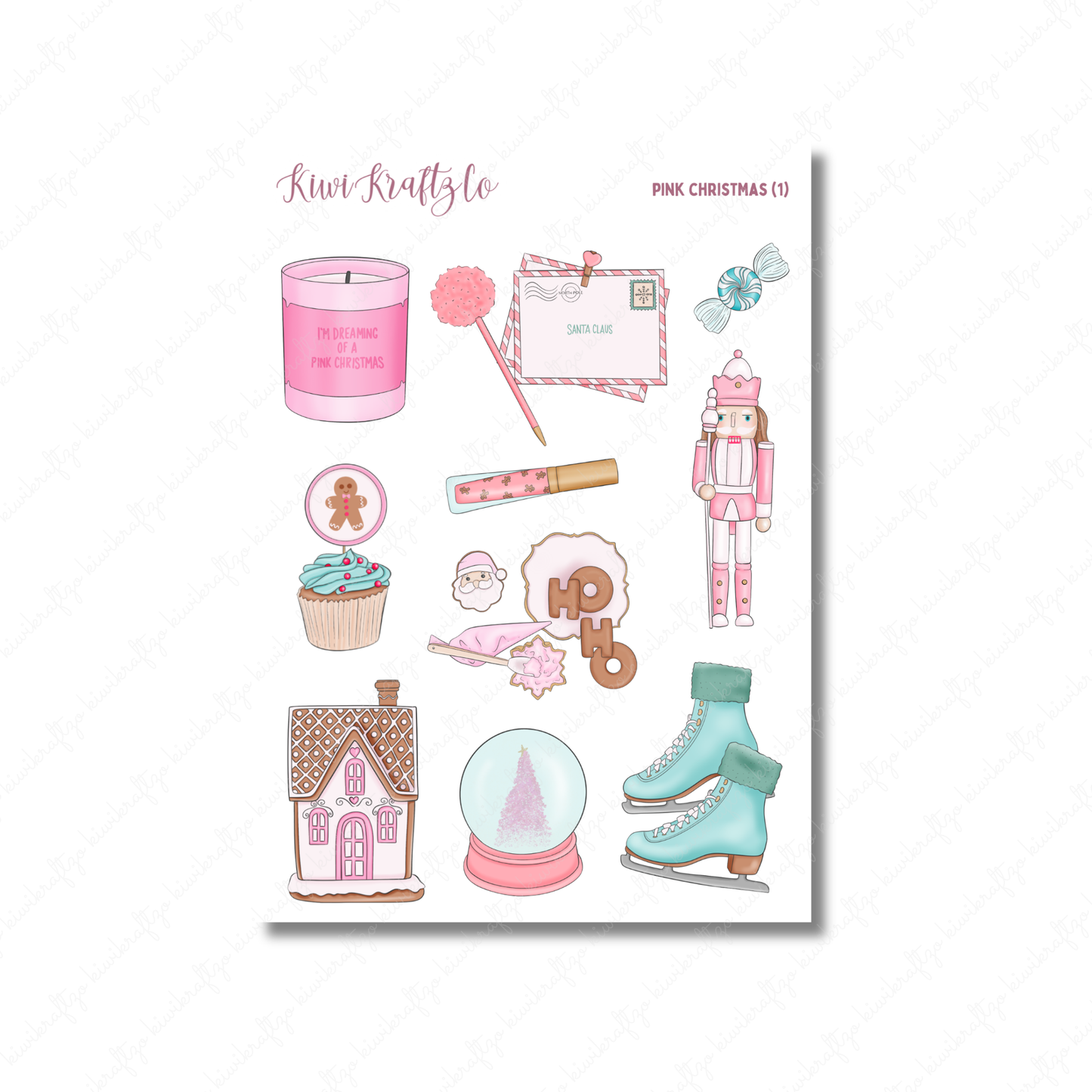 Pink Christmas PHYSICAL Sticker Kit - Petite Size