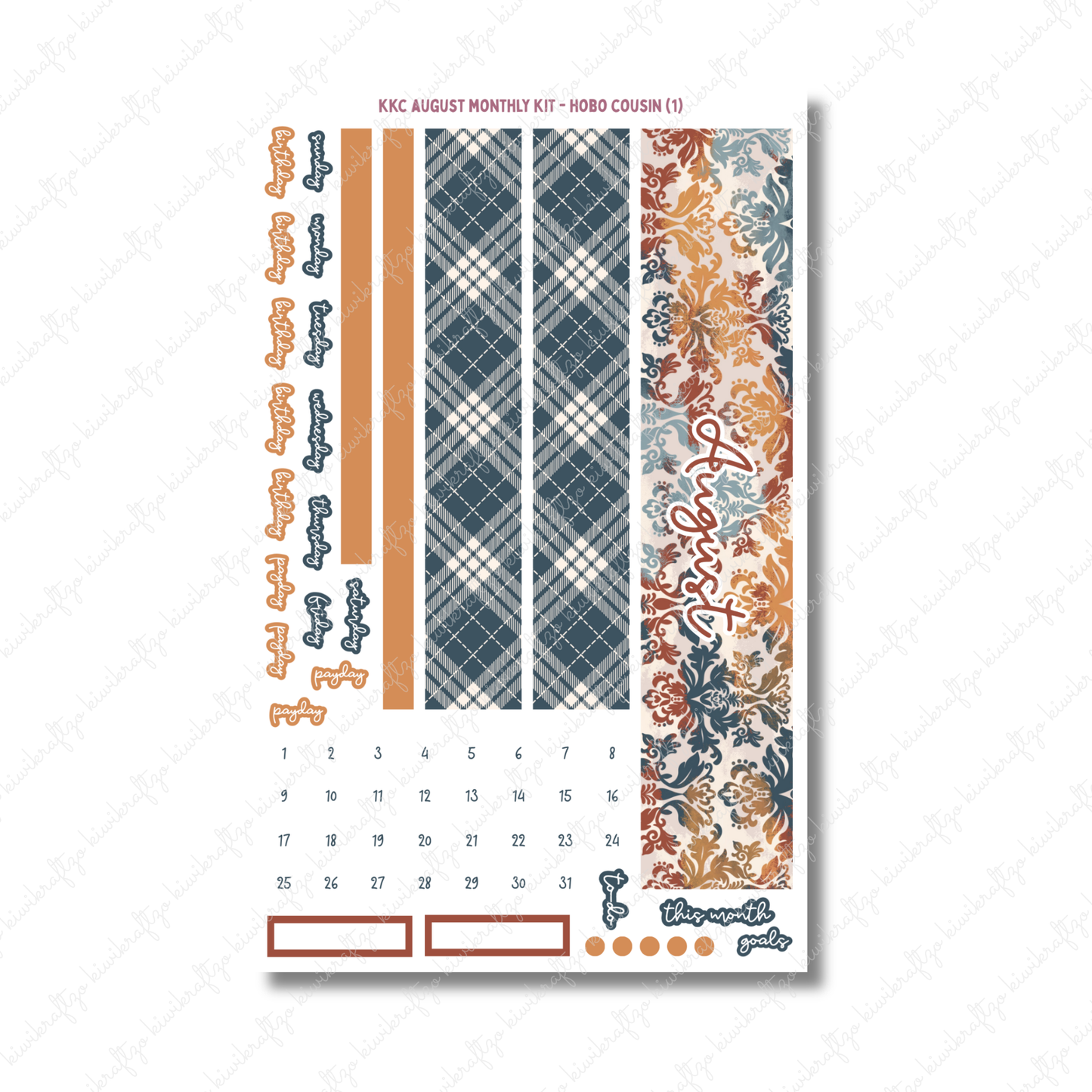 August Monthly Kit - Hobonichi Cousin
