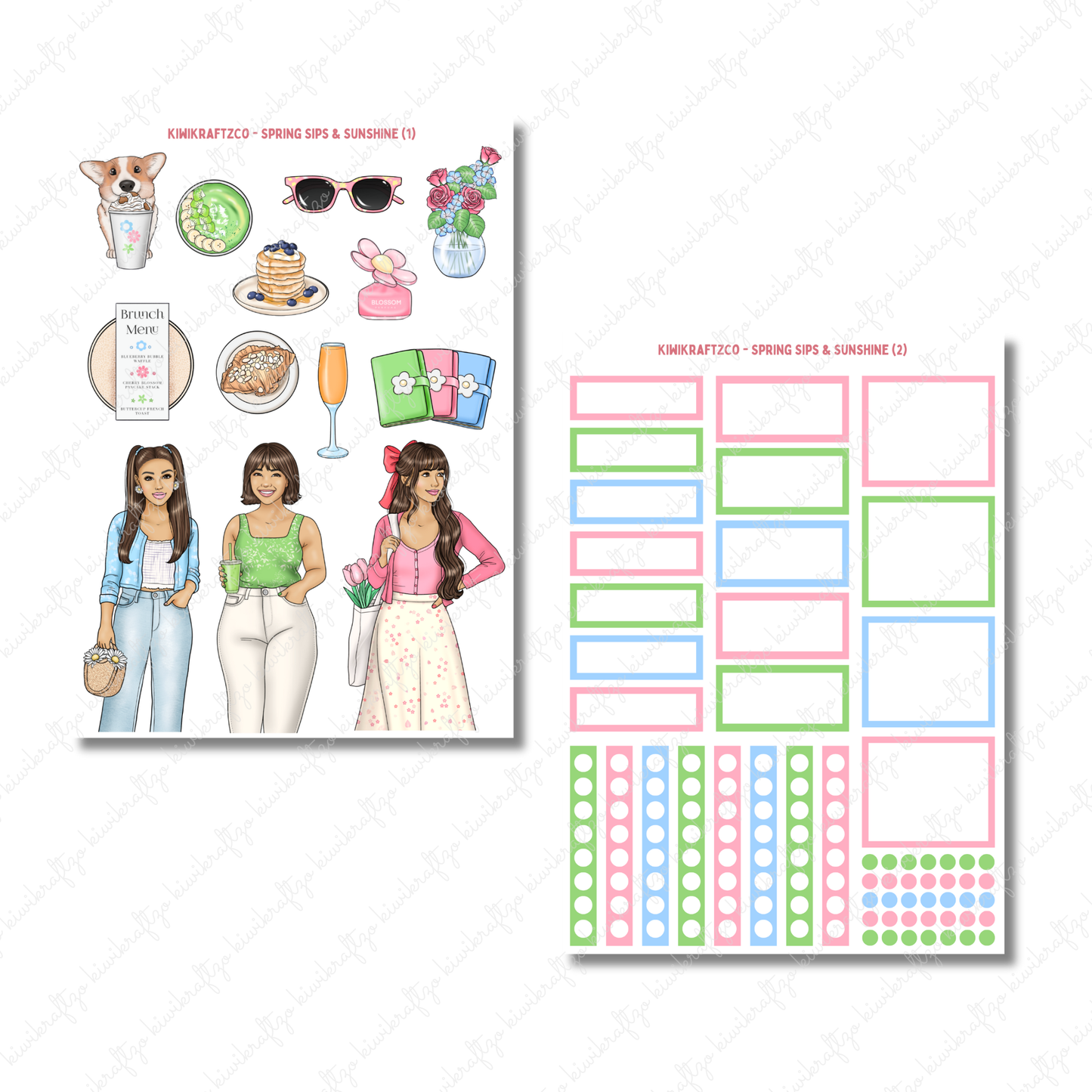 Spring Sips & Sunshine PHYSICAL Sticker Kit - Petite Size