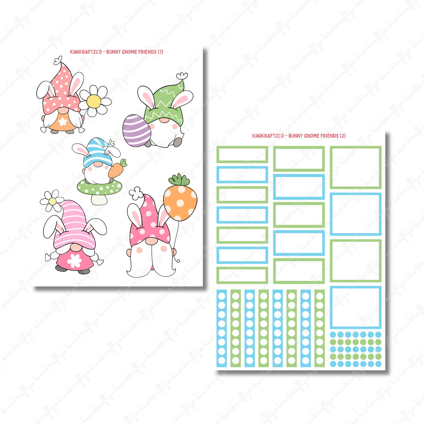 Bunny Gnome Friends PHYSICAL Sticker Kit - Petite Size