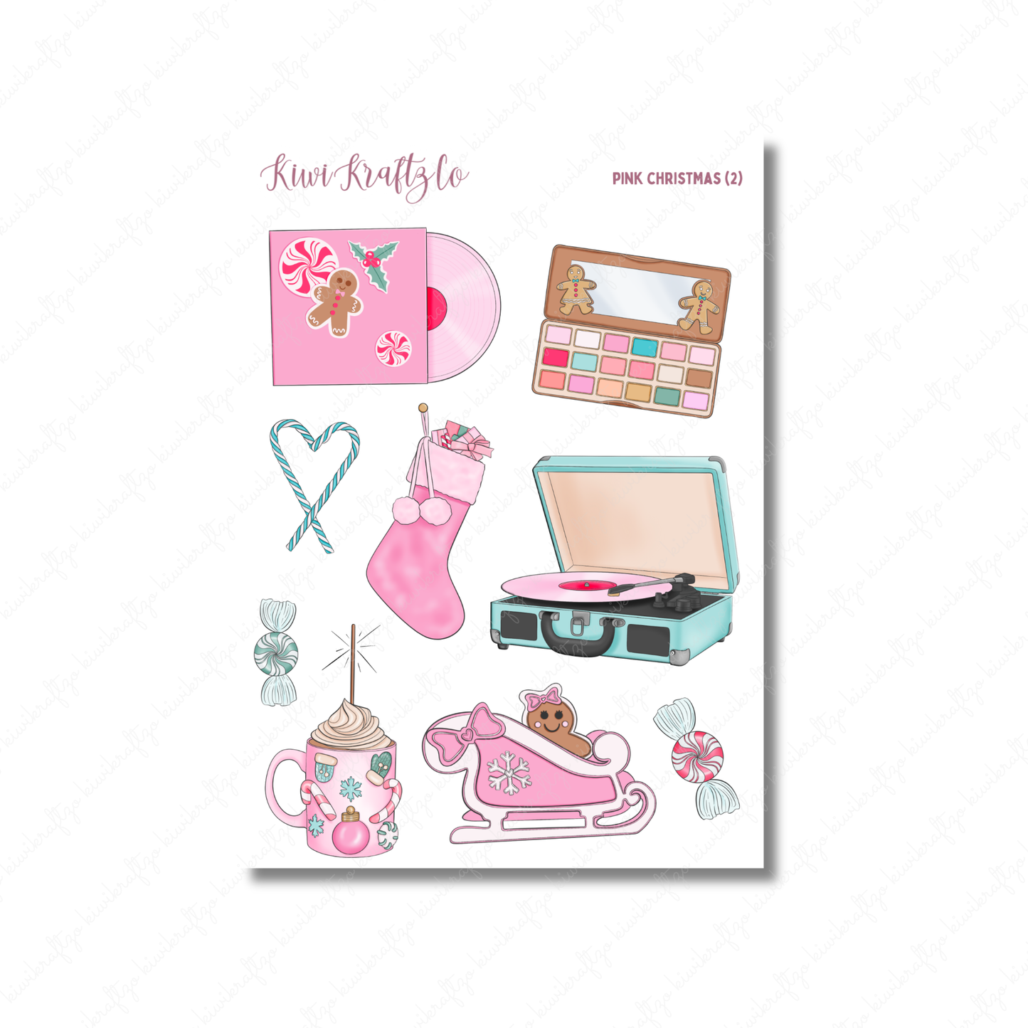 Pink Christmas PHYSICAL Sticker Kit - Petite Size