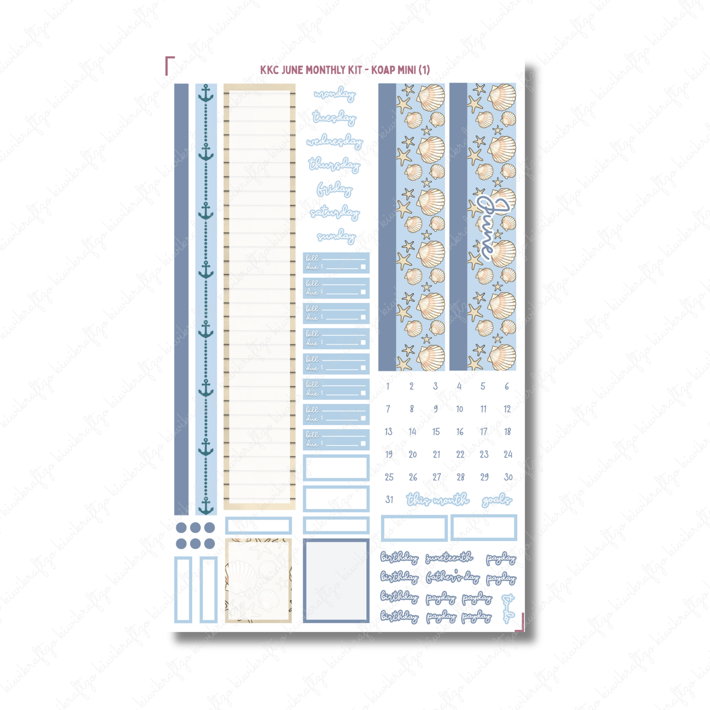 June Monthly Sticker Kit - KOAP Mini