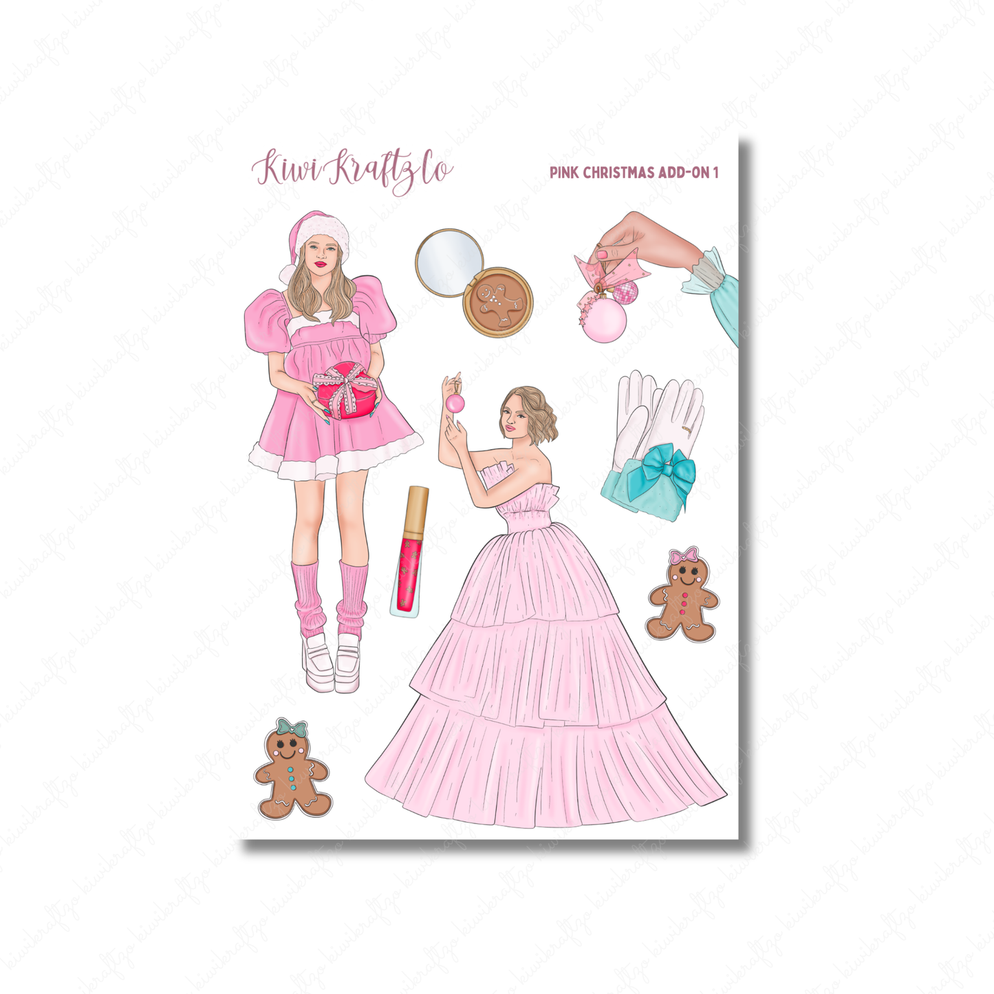 Pink Christmas PHYSICAL Sticker Kit - Petite Size