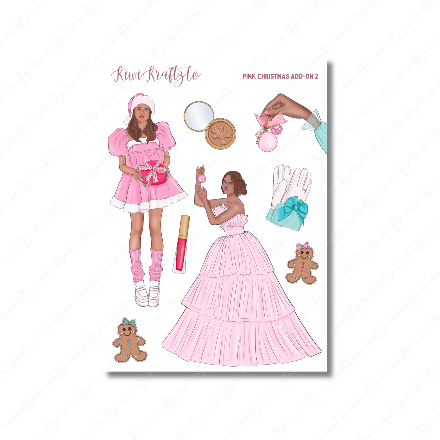 Pink Christmas PHYSICAL Sticker Kit - Petite Size