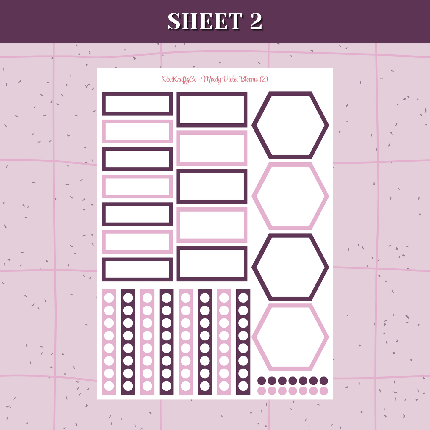 Moody Violet Blooms PHYSICAL Sticker Kit - Standard Size