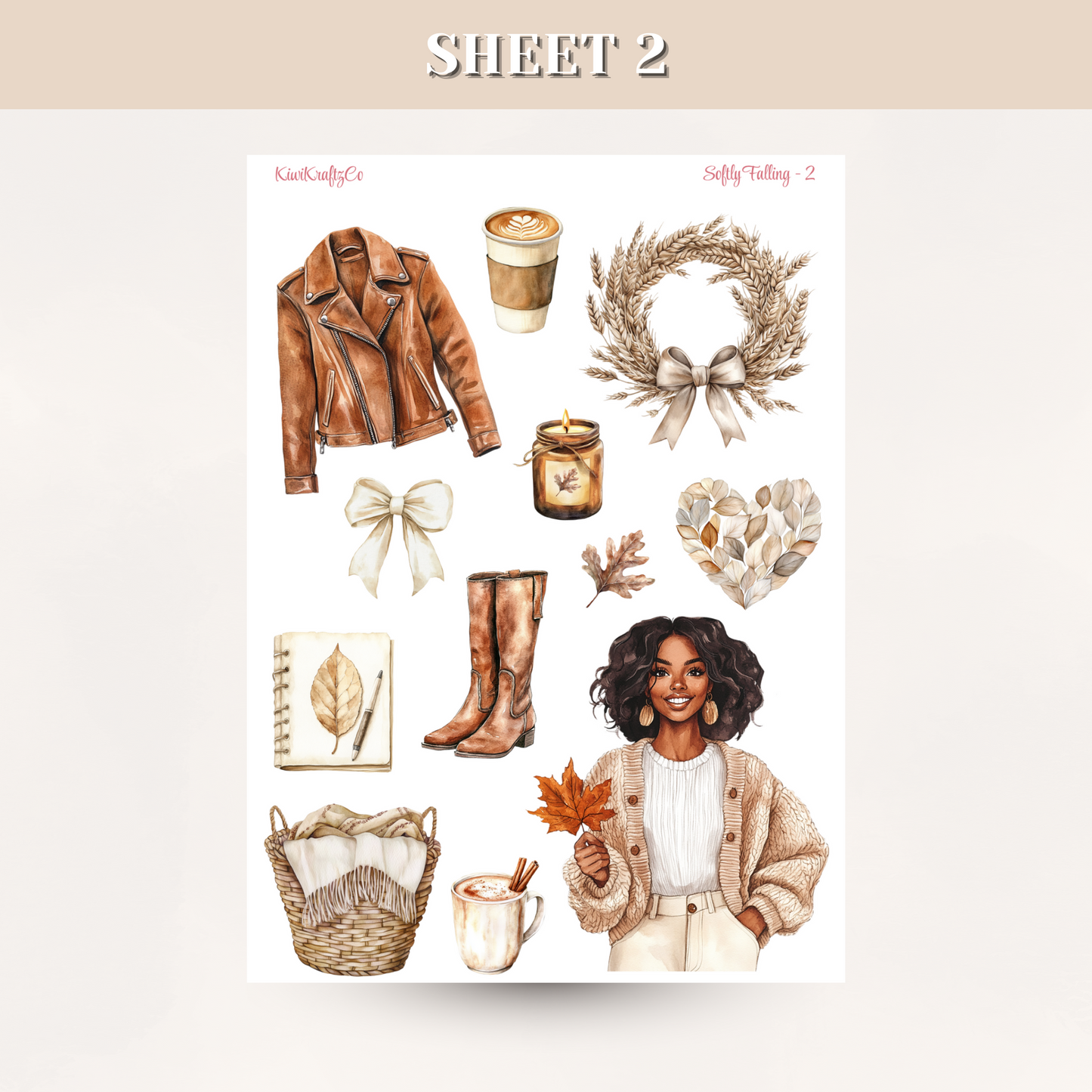 Softly Falling PHYSICAL Sticker Kit - Standard Size