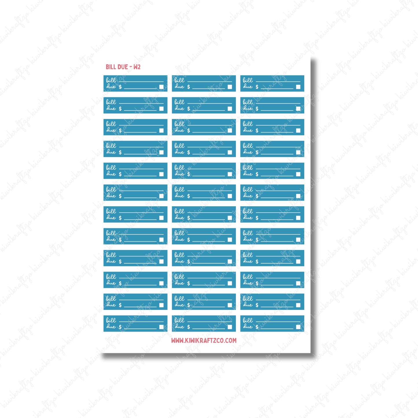 Bill Due Stickers - Standard Size W26