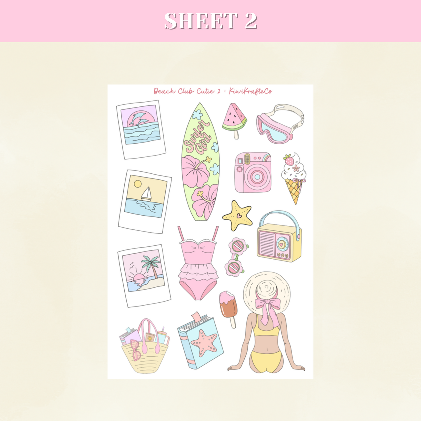 Beach Club Cutie PHYSICAL Sticker Kit