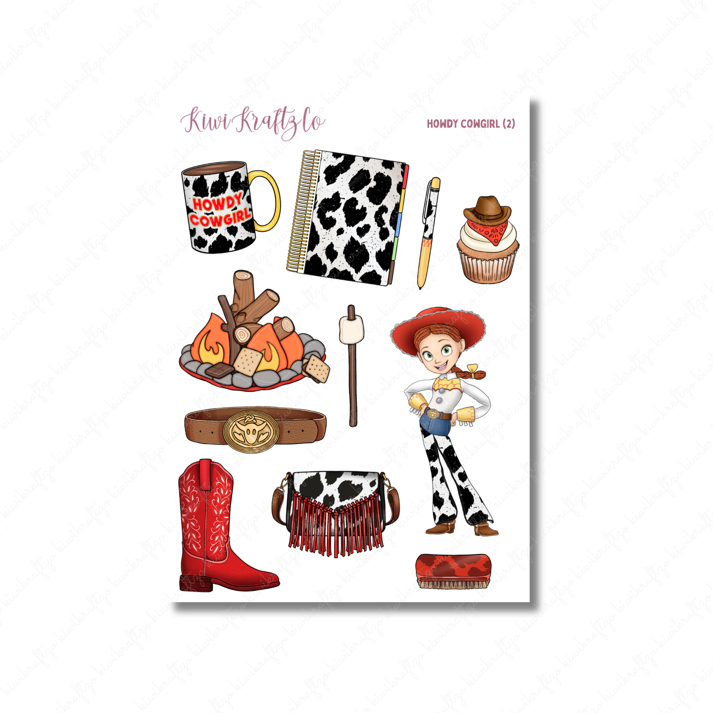 Howdy Cowgirl PHYSICAL Sticker Kit - Petite Size