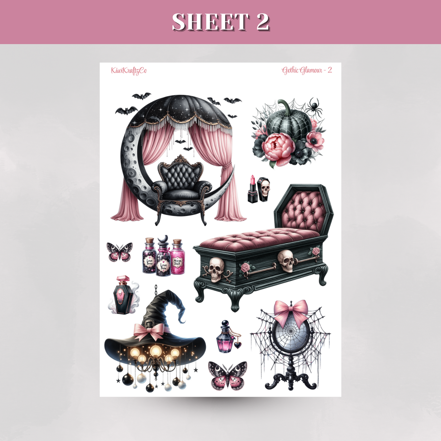Gothic Glamour PHYSICAL Sticker Kit - Petite Size