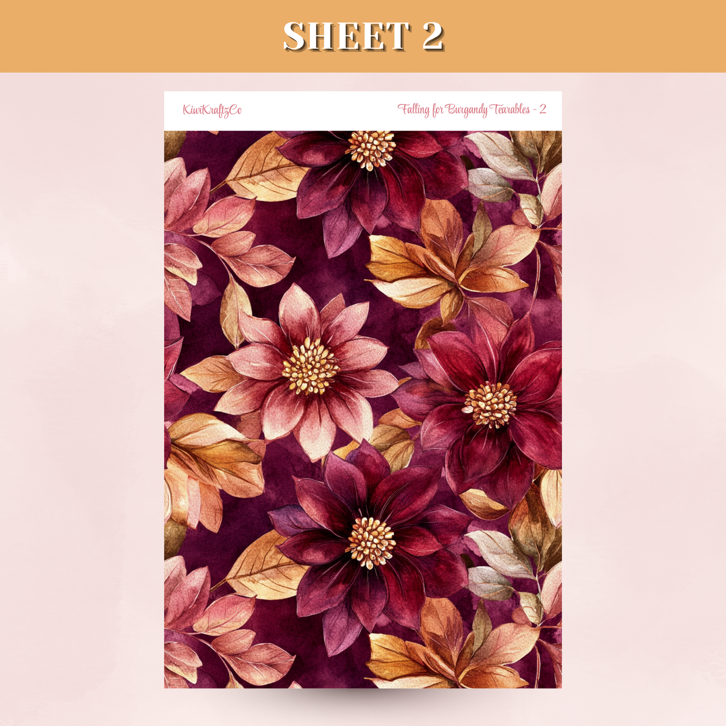 Falling for Burgandy Tearable Sticker Sheets