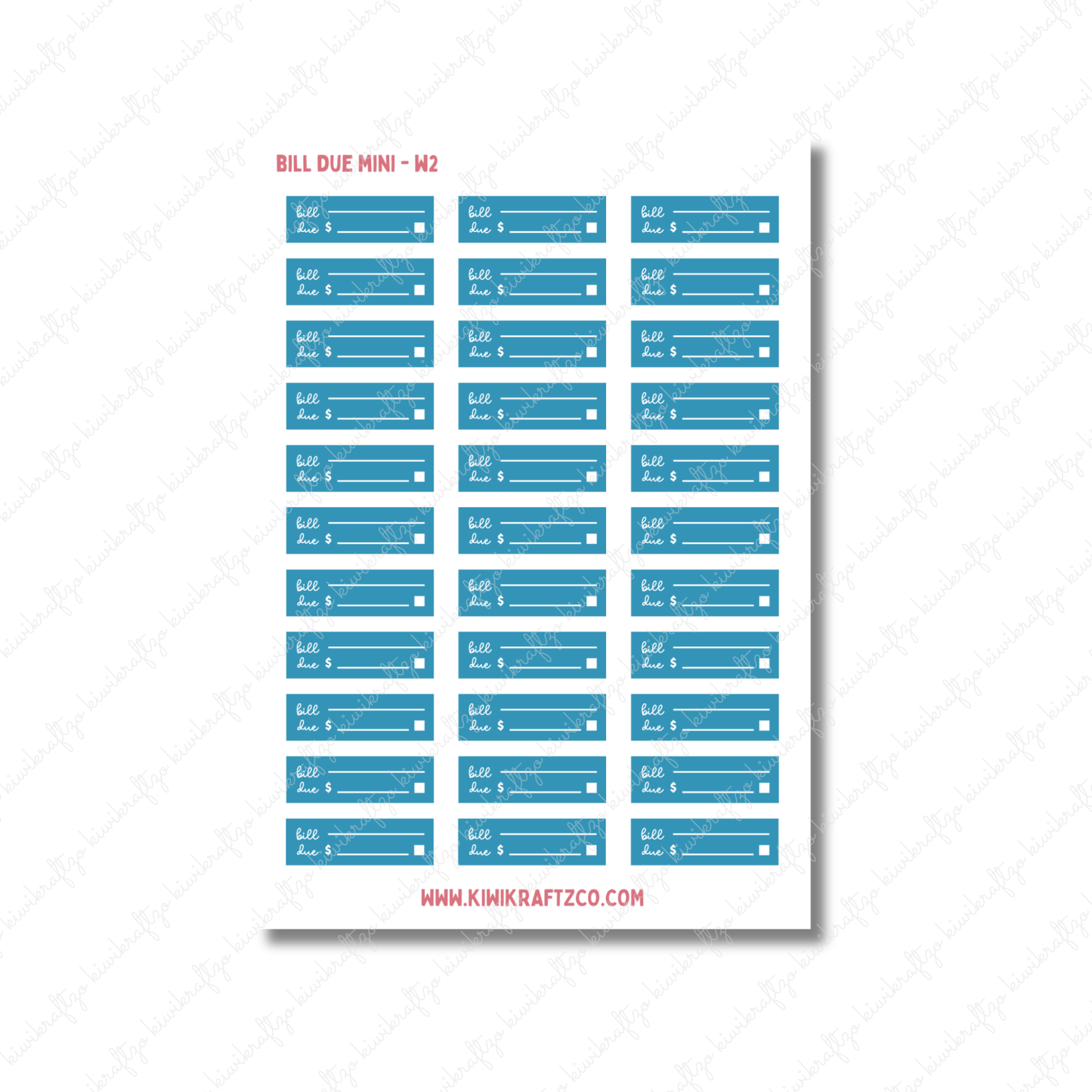Bill Due Stickers - Mini Size W26