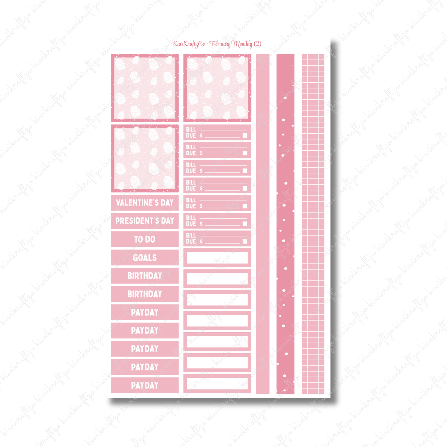 February Monthly Sticker Kit - Classic 7 x 9