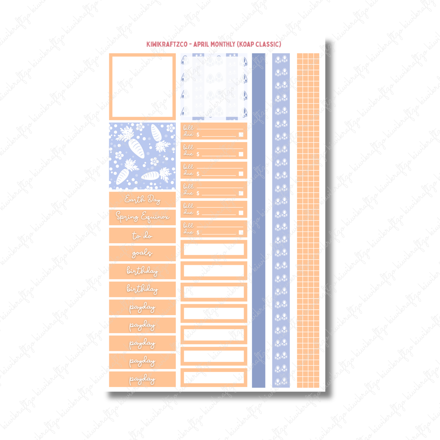 April Monthly Sticker Kit - Classic 7 x 9