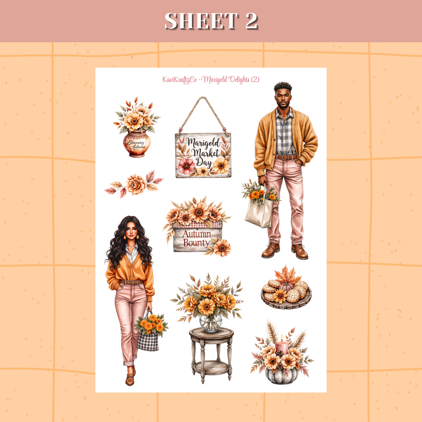 Marigold Delights PHYSICAL Sticker Kit - Standard Size