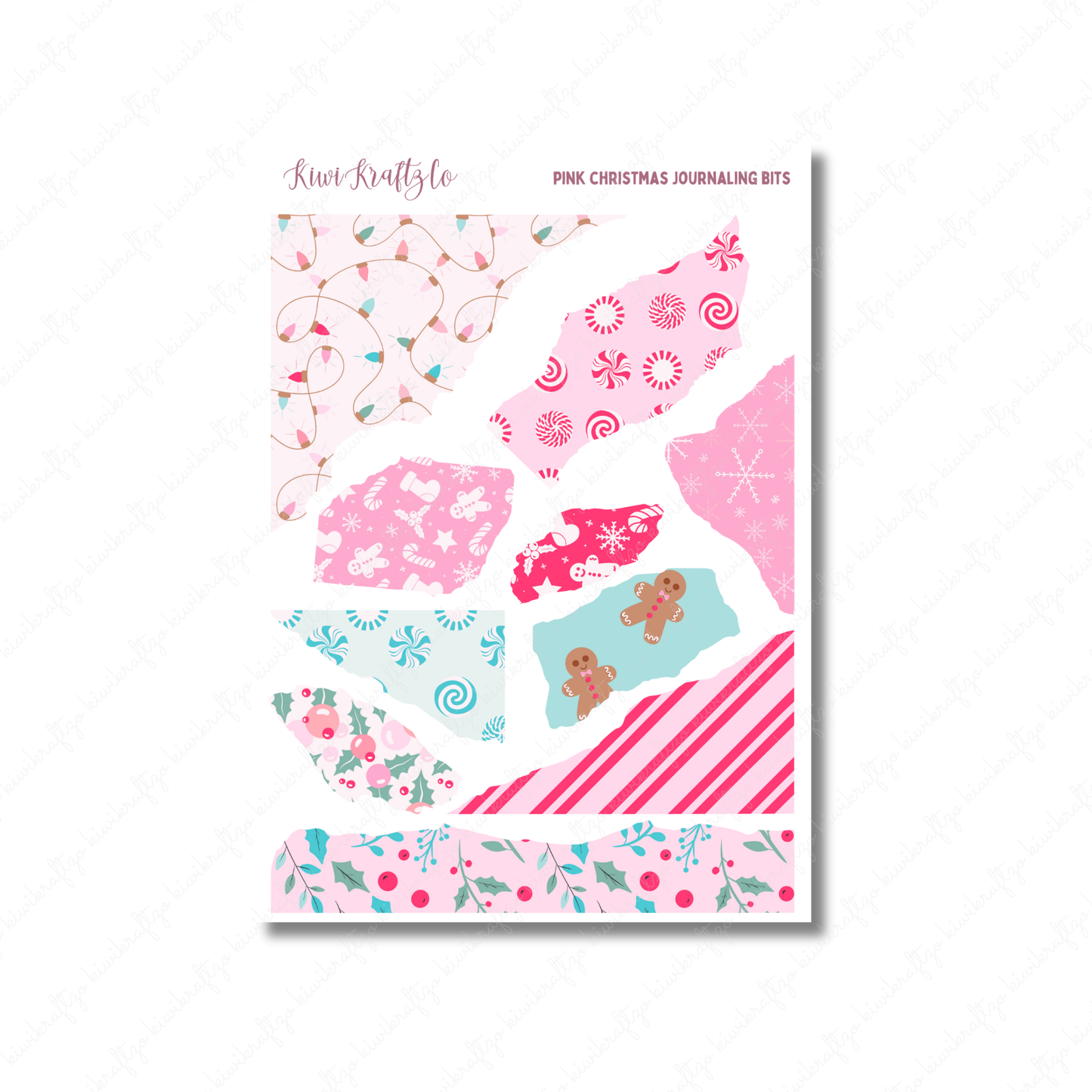 Pink Christmas Journaling Bits