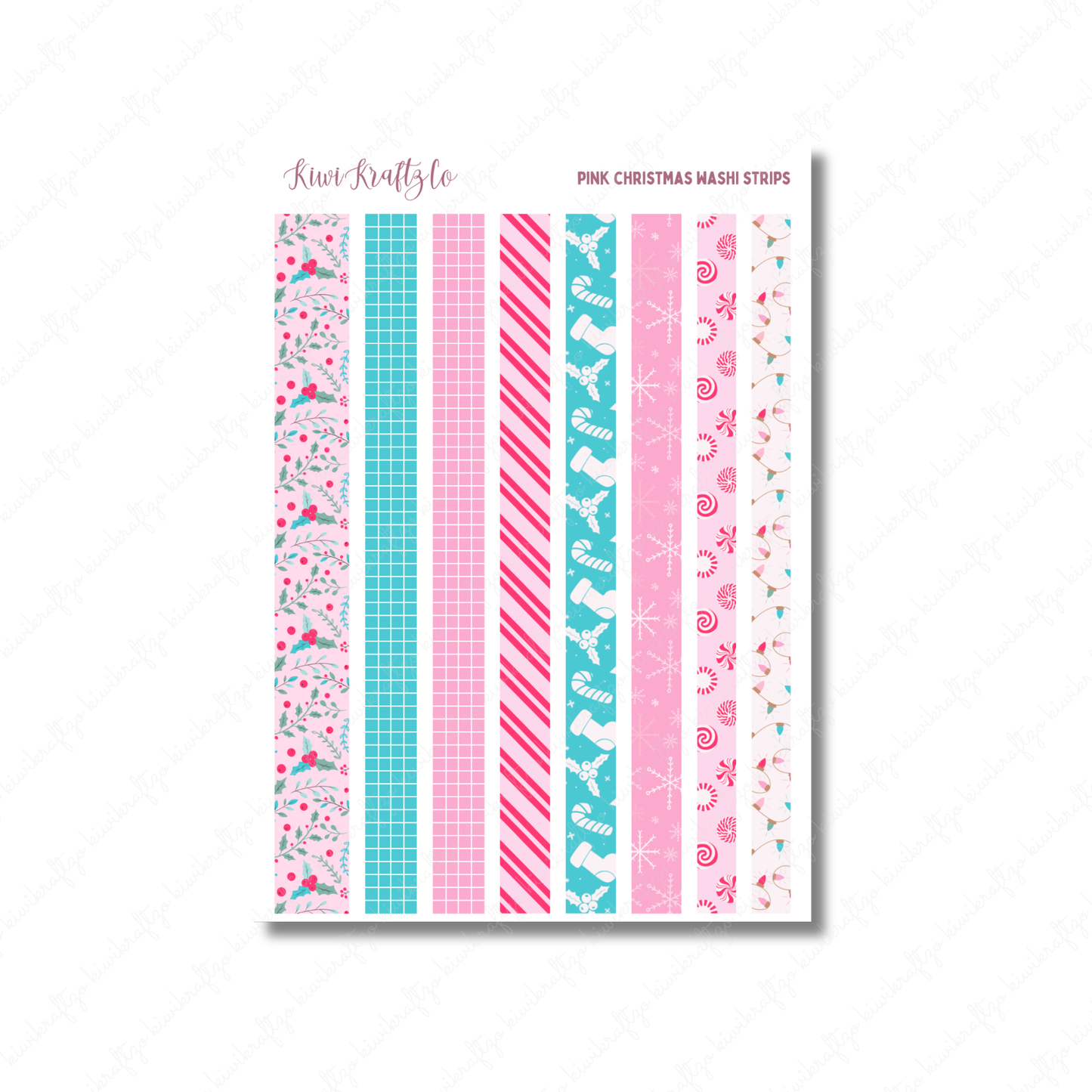 Pink Christmas Washi Strips