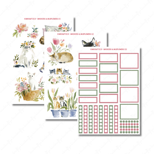 Whiskers & Wildflowers PHYSICAL Sticker Kit - Petite Size