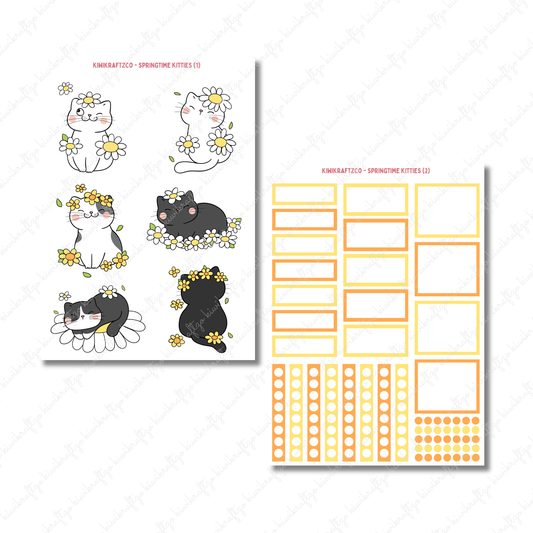 Springtime Kitties PHYSICAL Sticker Kit - Petite Size