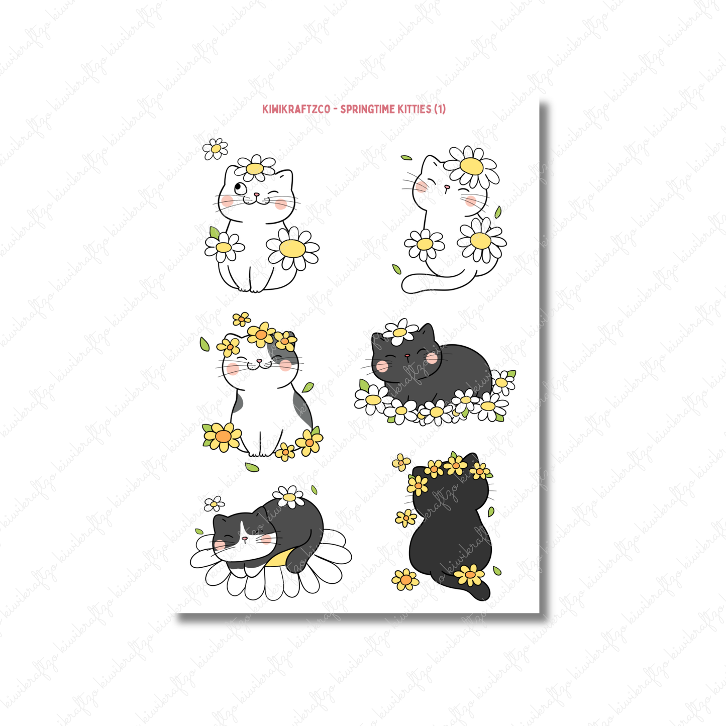 Springtime Kitties PHYSICAL Sticker Kit - Standard Size