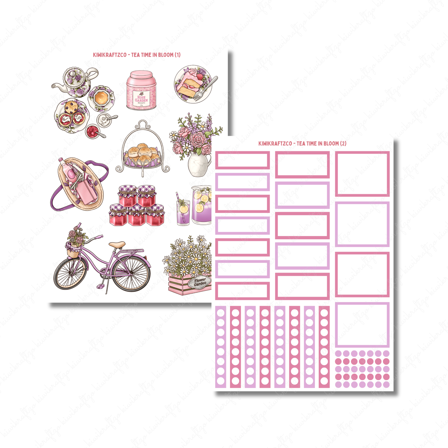 Tea Time in Bloom PHYSICAL Sticker Kit - Petite Size