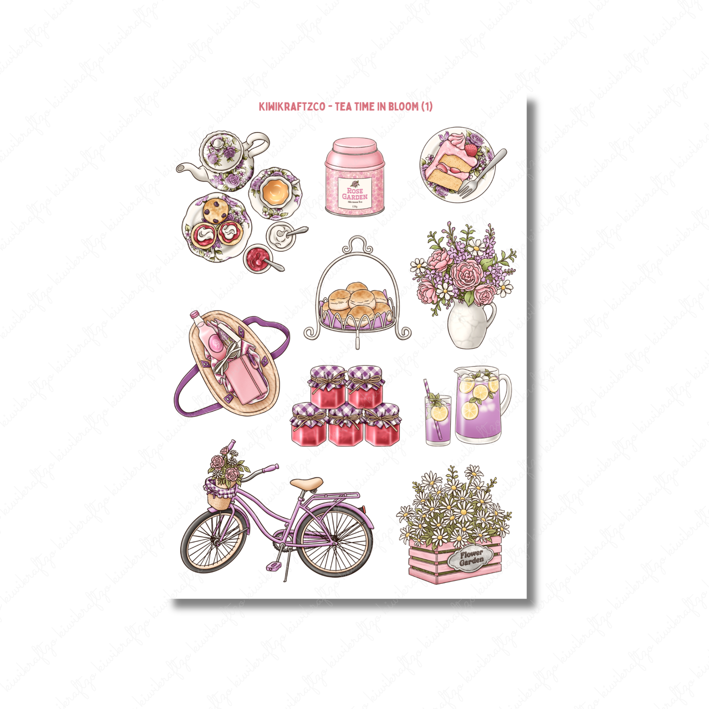 Tea Time in Bloom PHYSICAL Sticker Kit - Petite Size
