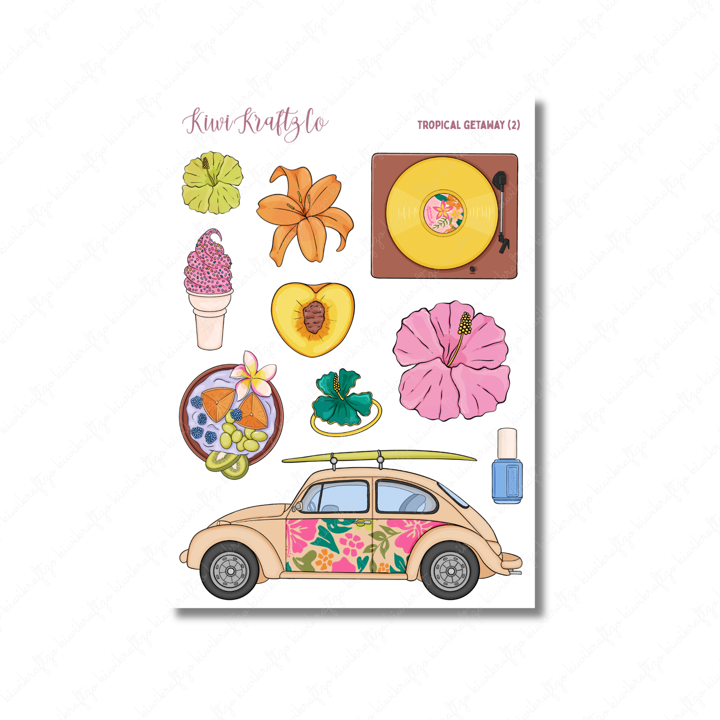 Tropical Getaway PHYSICAL Sticker Kit - Standard Size
