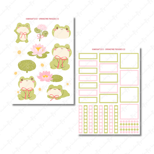 Springtime Froggies PHYSICAL Sticker Kit - Petite Size