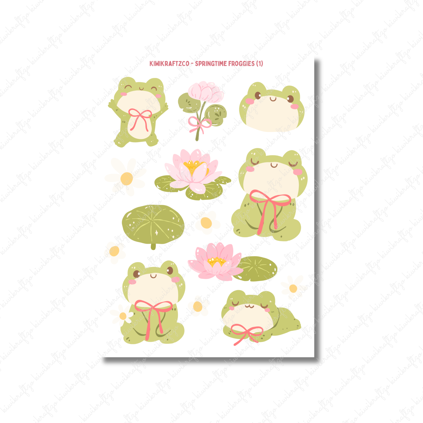 Springtime Froggies PHYSICAL Sticker Kit - Standard Size