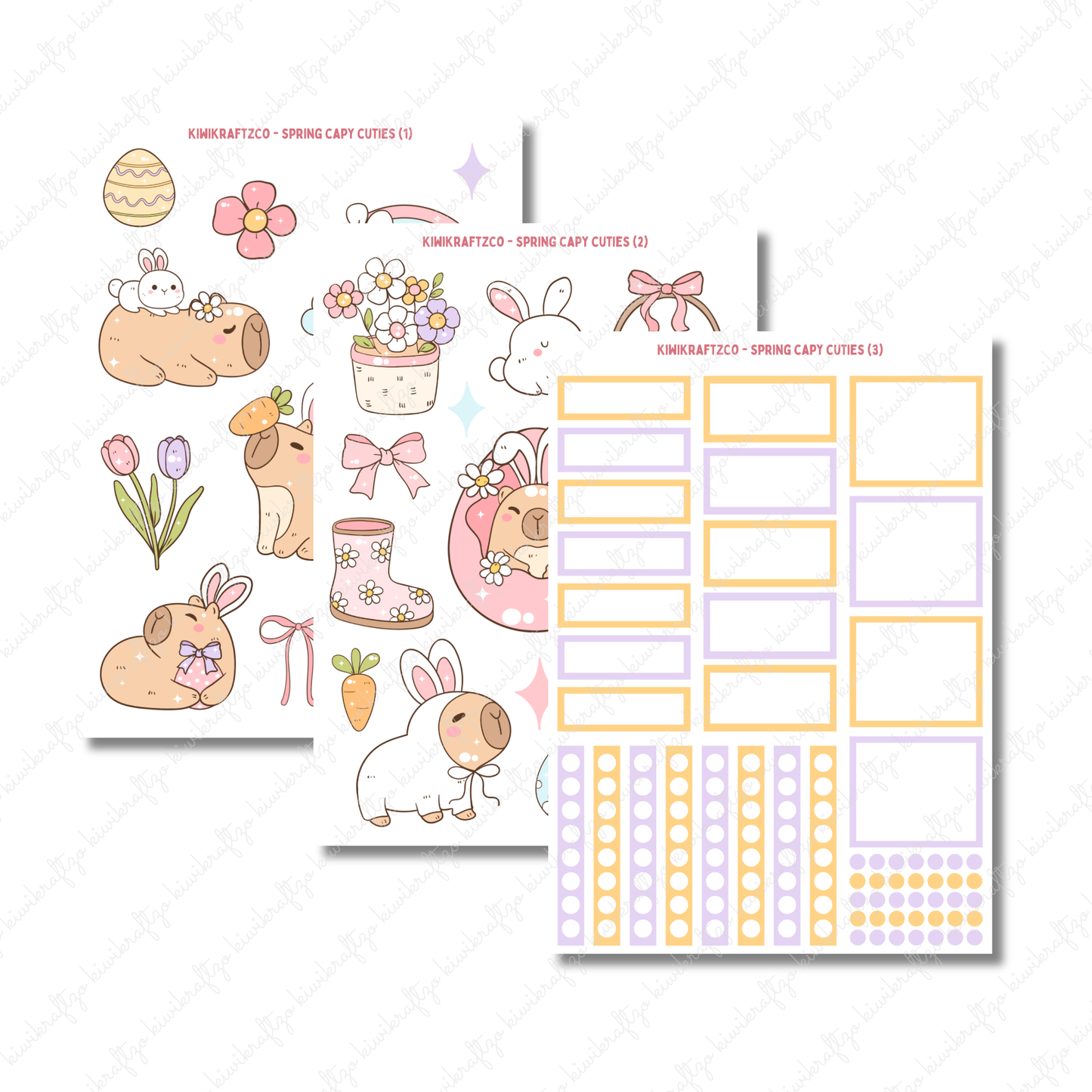Spring Capy Cuties PHYSICAL Sticker Kit - Standard Size