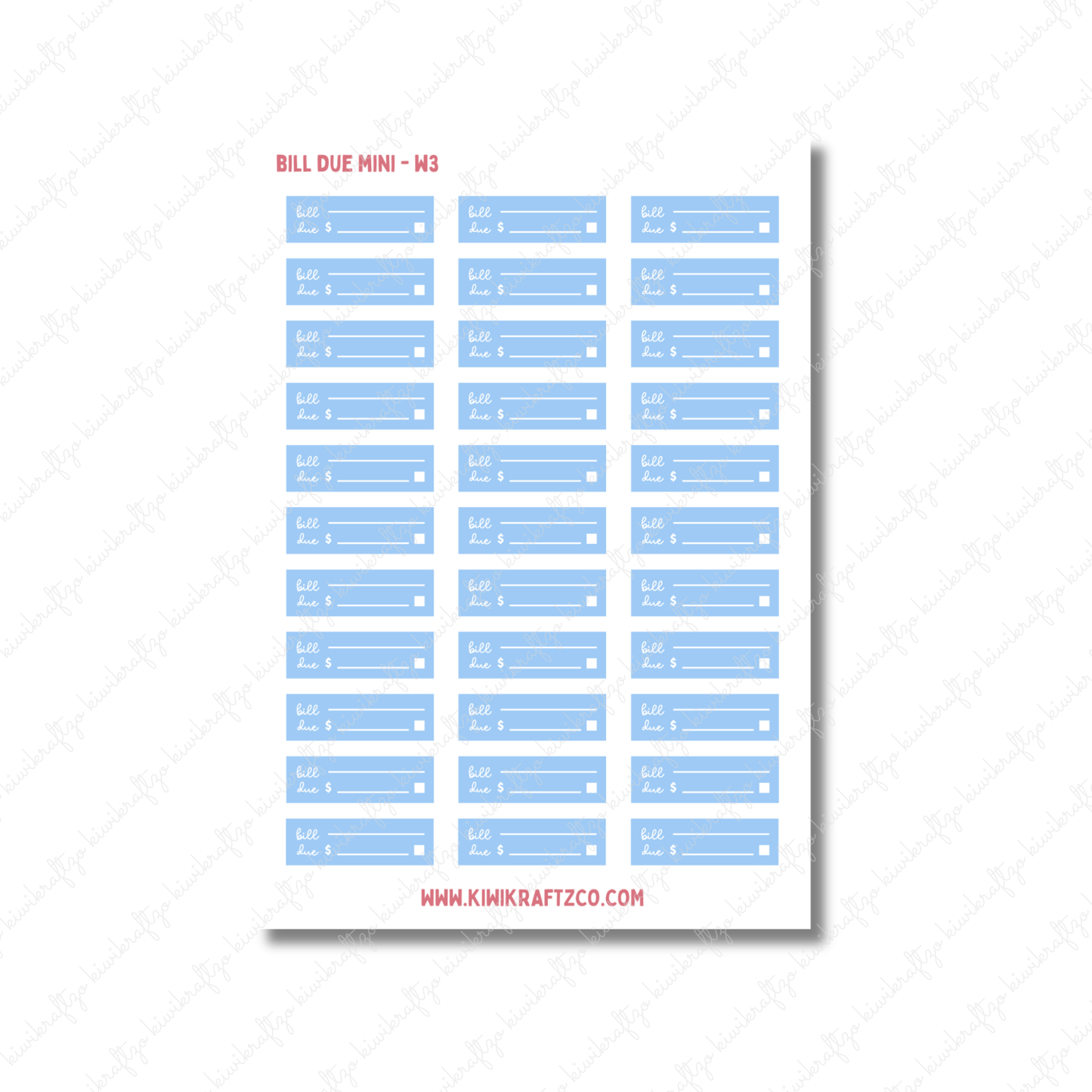 Bill Due Stickers - Mini Size W26
