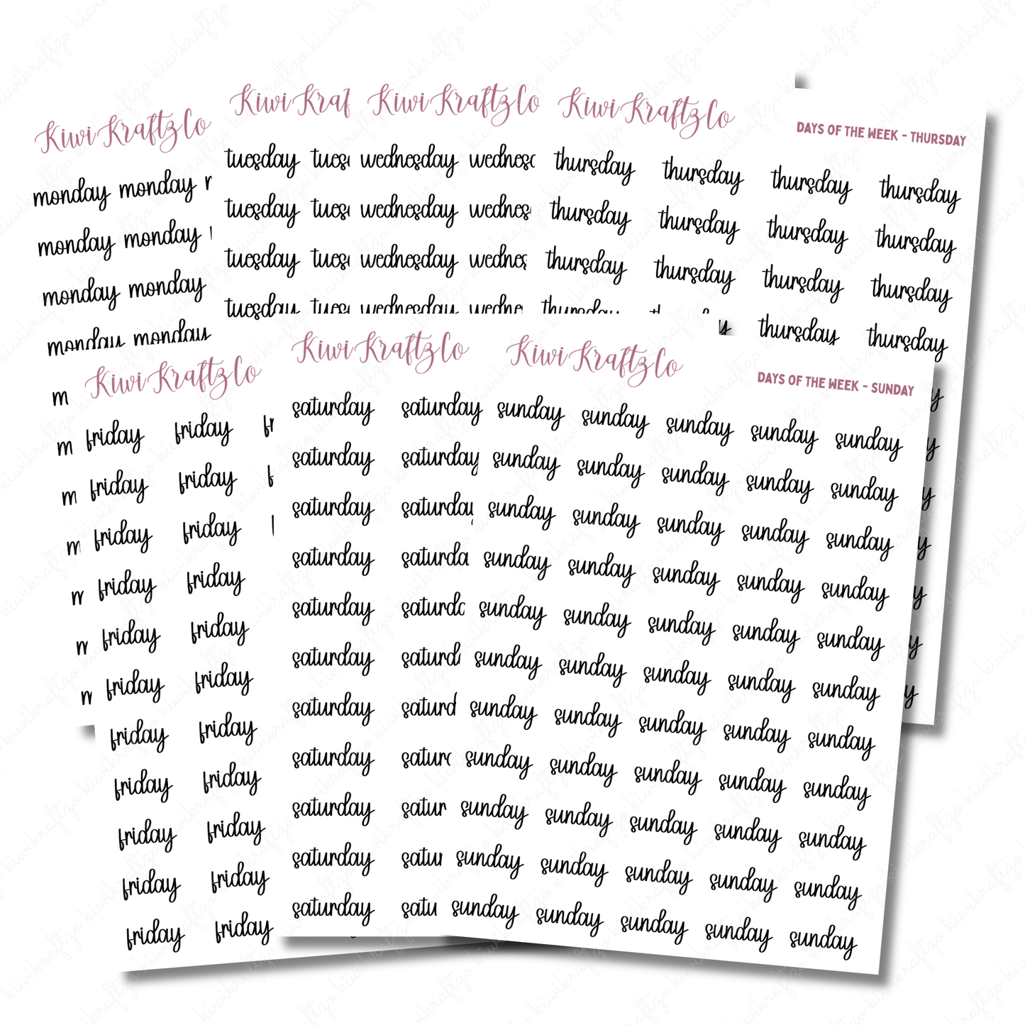 Individual Days of the Week Stickers