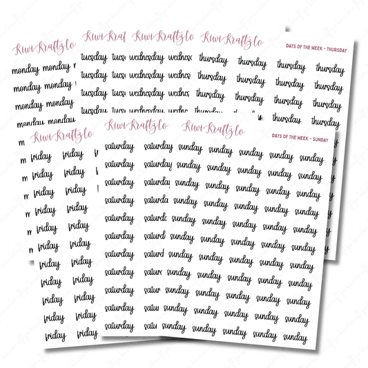 Individual Days of the Week Stickers