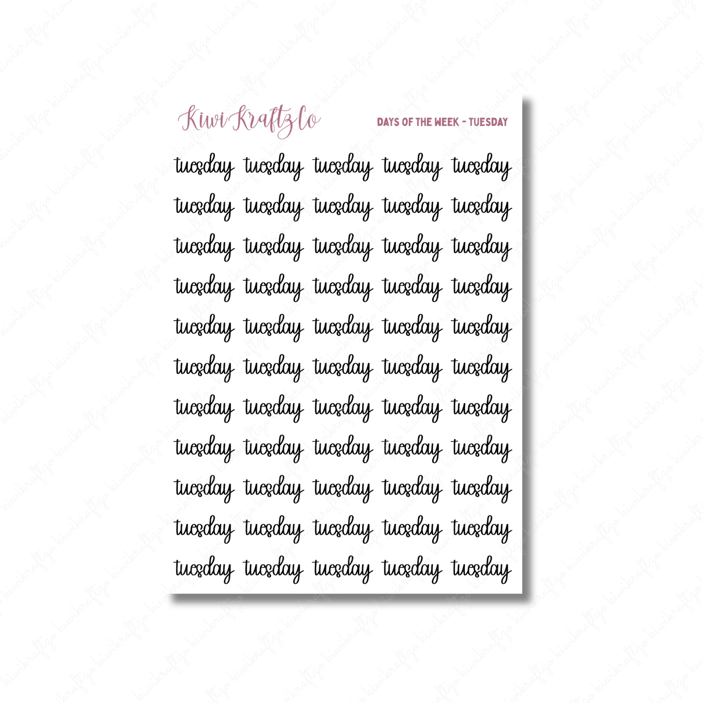 Individual Days of the Week Stickers