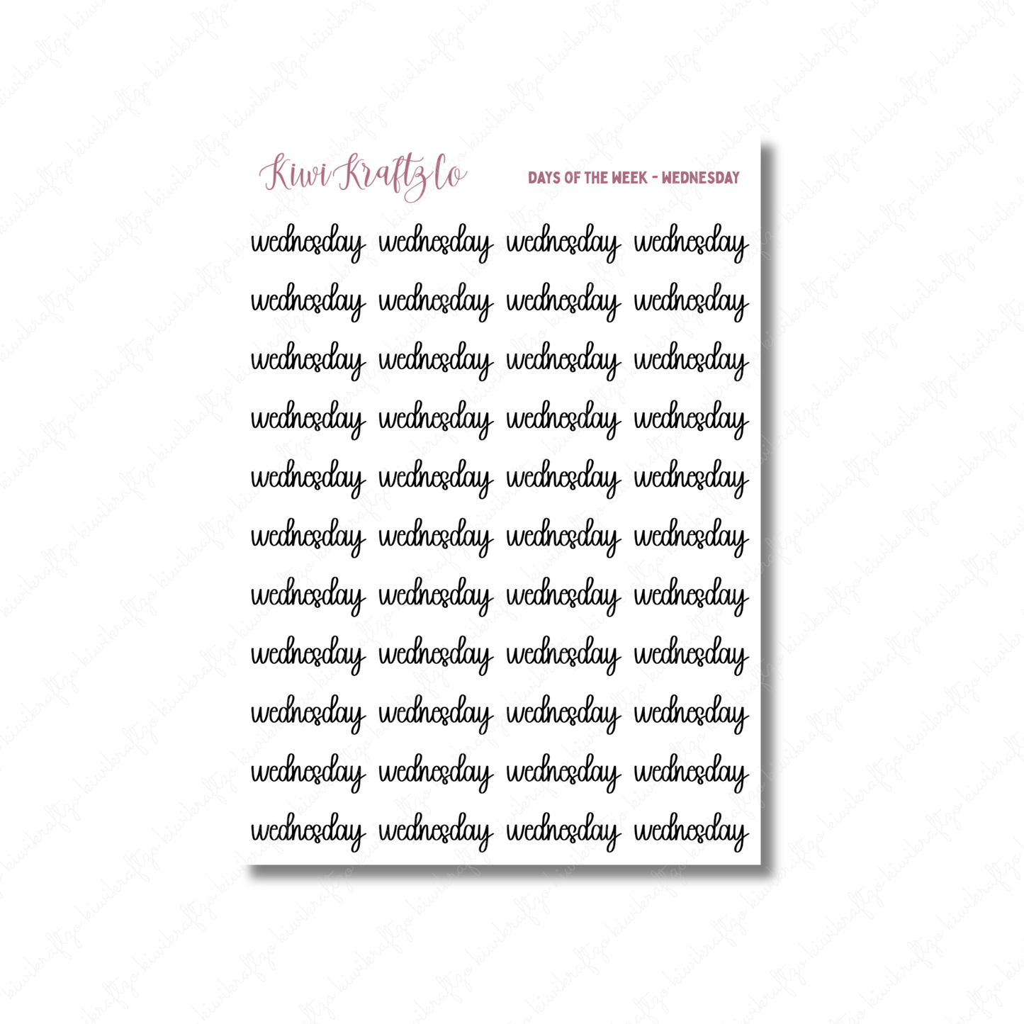 Individual Days of the Week Stickers