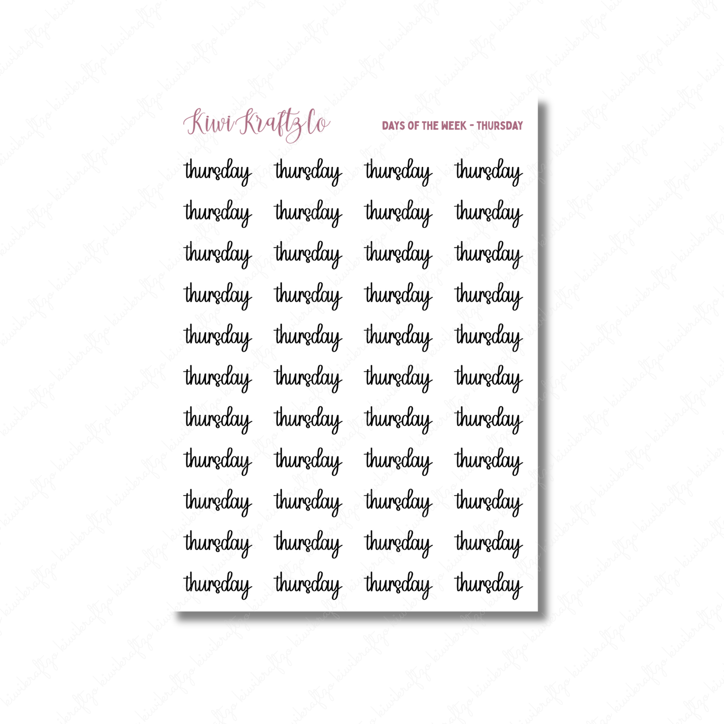 Individual Days of the Week Stickers