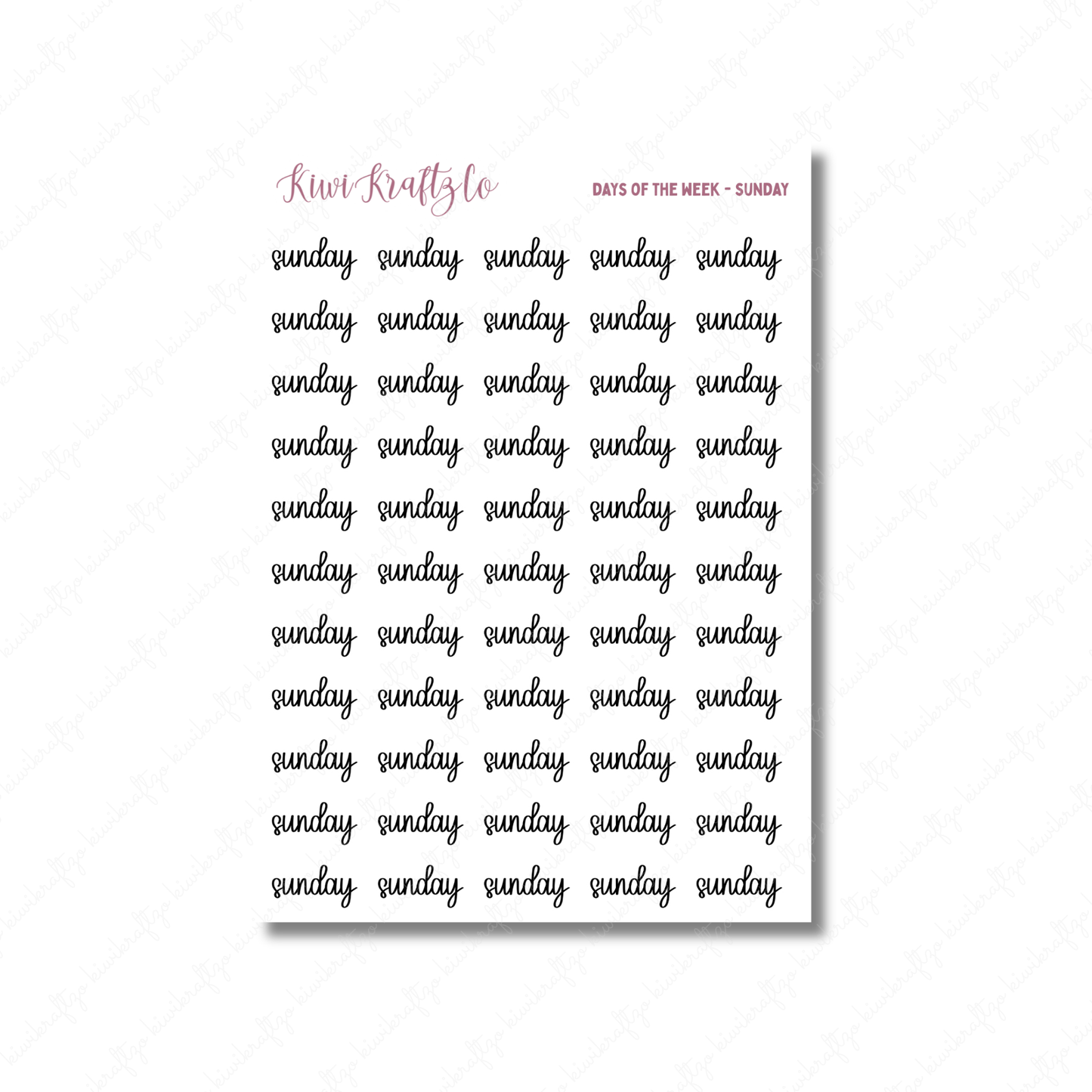 Individual Days of the Week Stickers